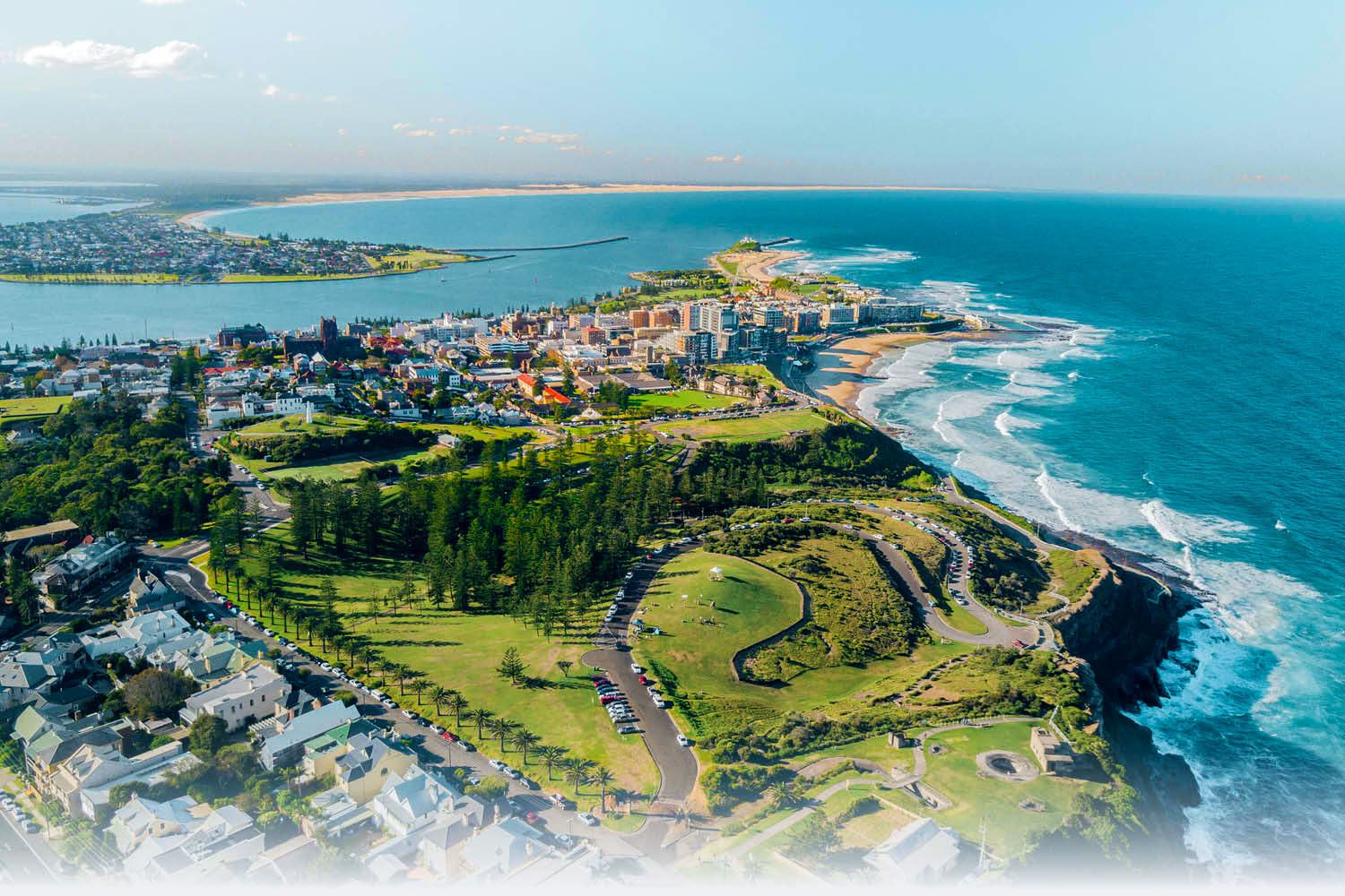 Aerial view of Newcastle coastline